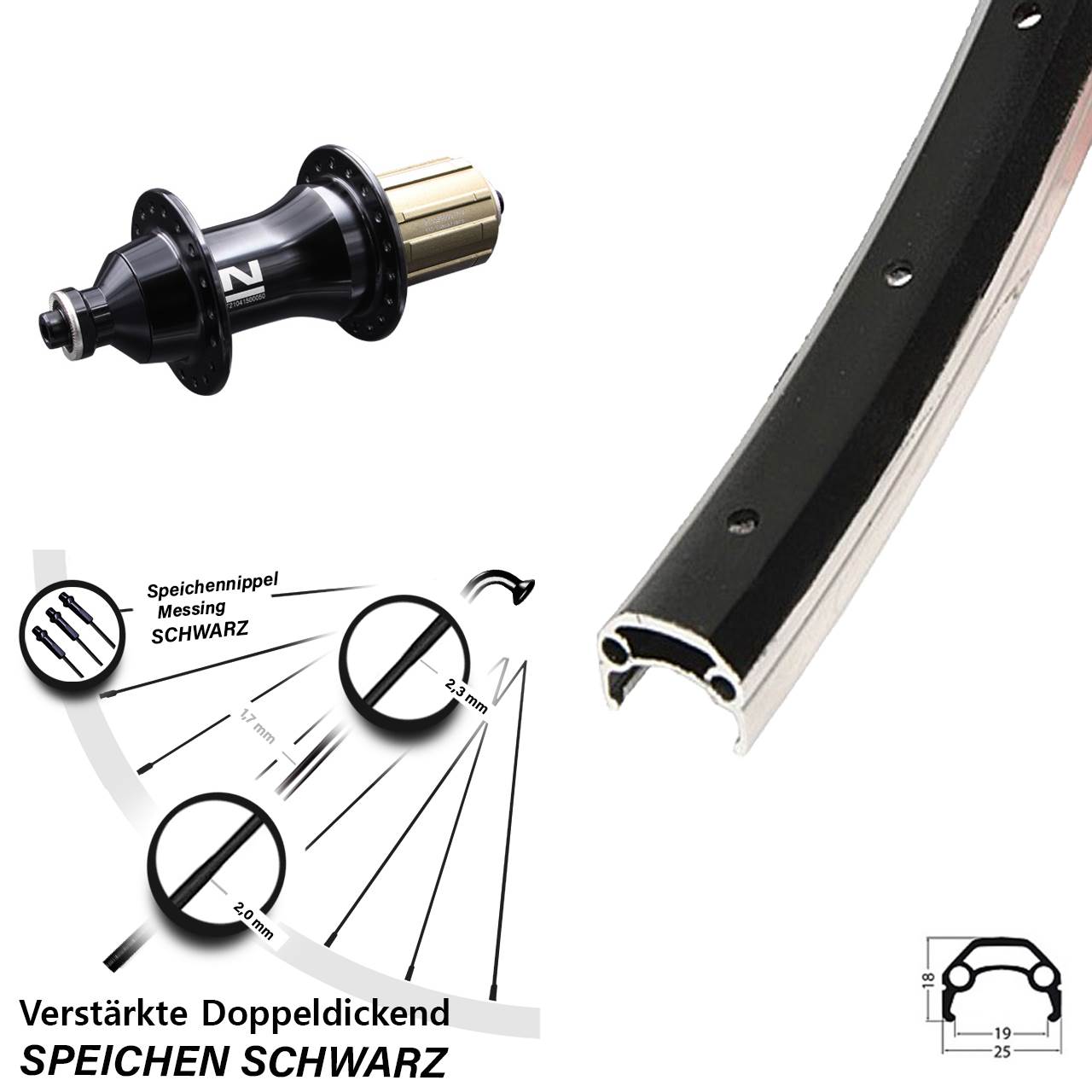 Hinterrad 20 Zoll Schürmann YAK 19 Novatec F162 8-12 fach HG für Schnellspanner