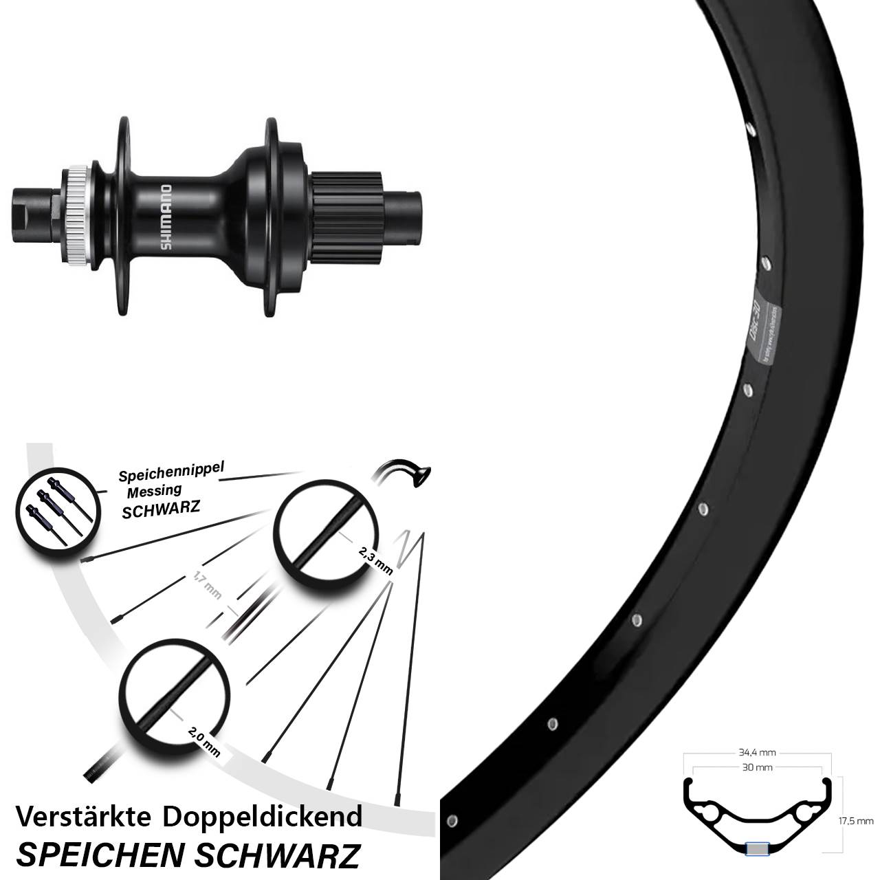 Ryde Disc 30 Shimano FH-MT510 29 Zoll Hinterrad Centerlock 12x142 Micro Spline