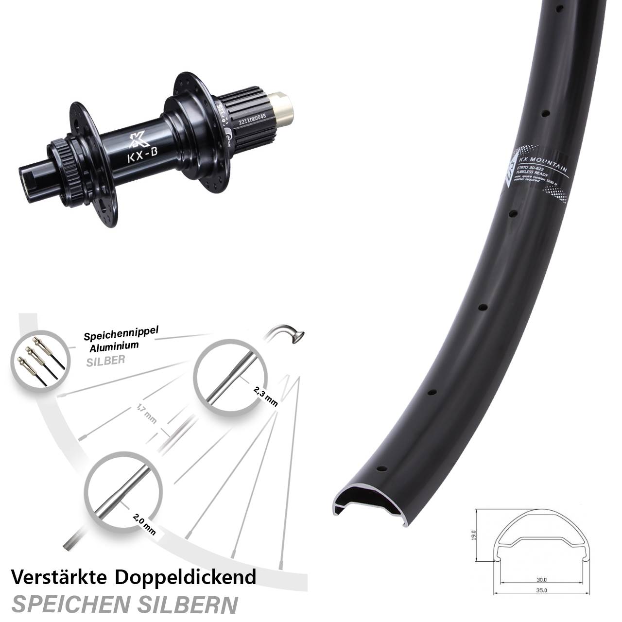 KX Mountain verstärkt 29 Zoll Disc Hinterrad 12x148 Boost Shimano Micro Spline