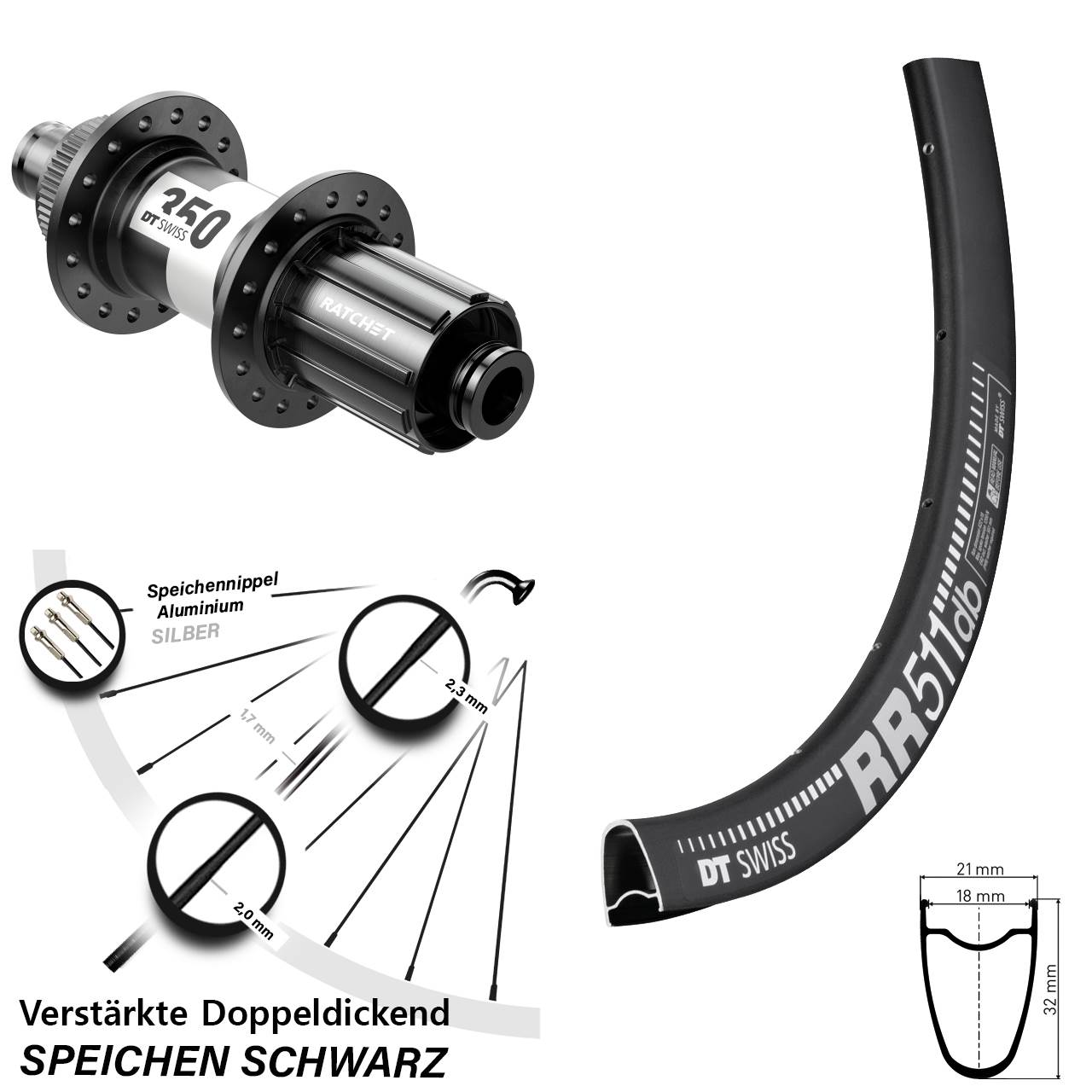 Hinterrad Centerlock 12x142 28 Zoll DT Swiss RR511-350 8-11 fach