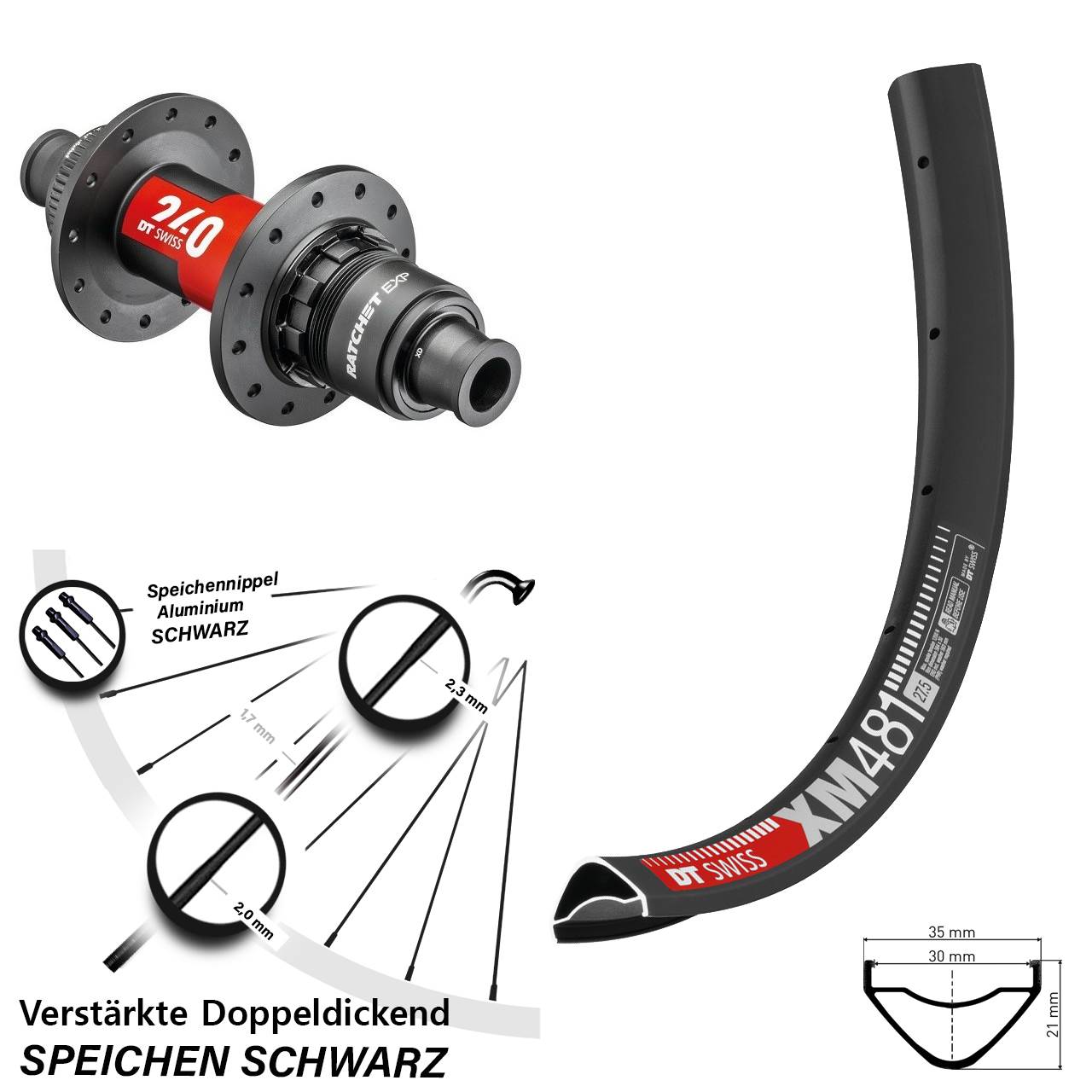 DT Swiss XM481-240 27,5 Zoll Hinterrad Centerlock 12x142 SRAM XDR