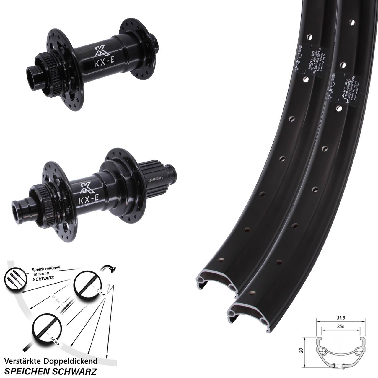 20 Zoll Mach1 Kargo KX-E Heavy Duty Centerlock Laufradsatz 15x110 12x148 Micro Spline