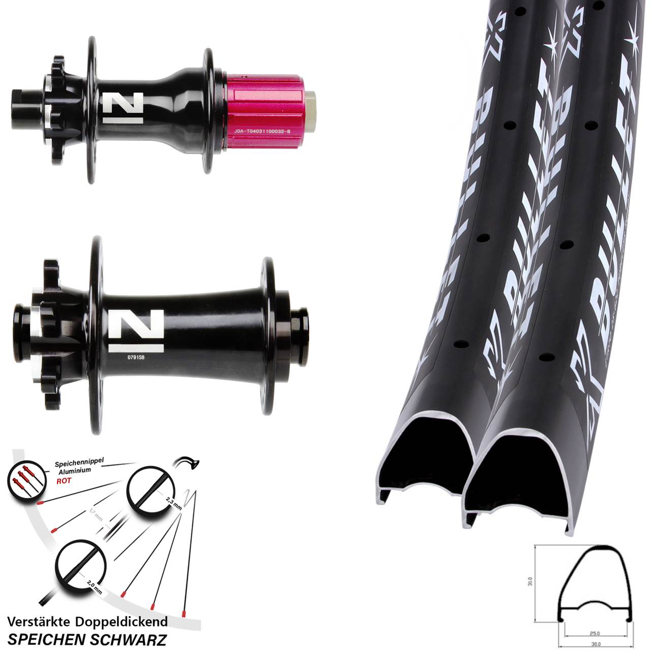 6-Loch Laufradsatz 29 Zoll KX Bullet OS Novatec D791 D792 8-12 fach 15x100 12x142