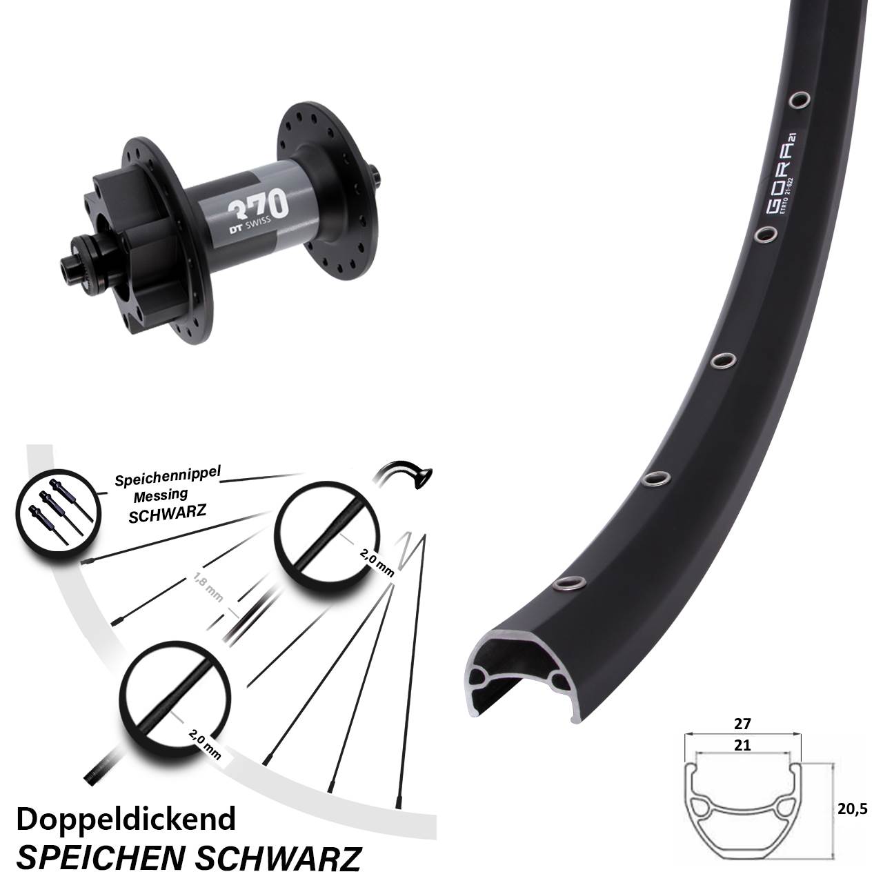 28 Zoll Gora 21 DT Swiss 370 6-Loch Vorderrad QR