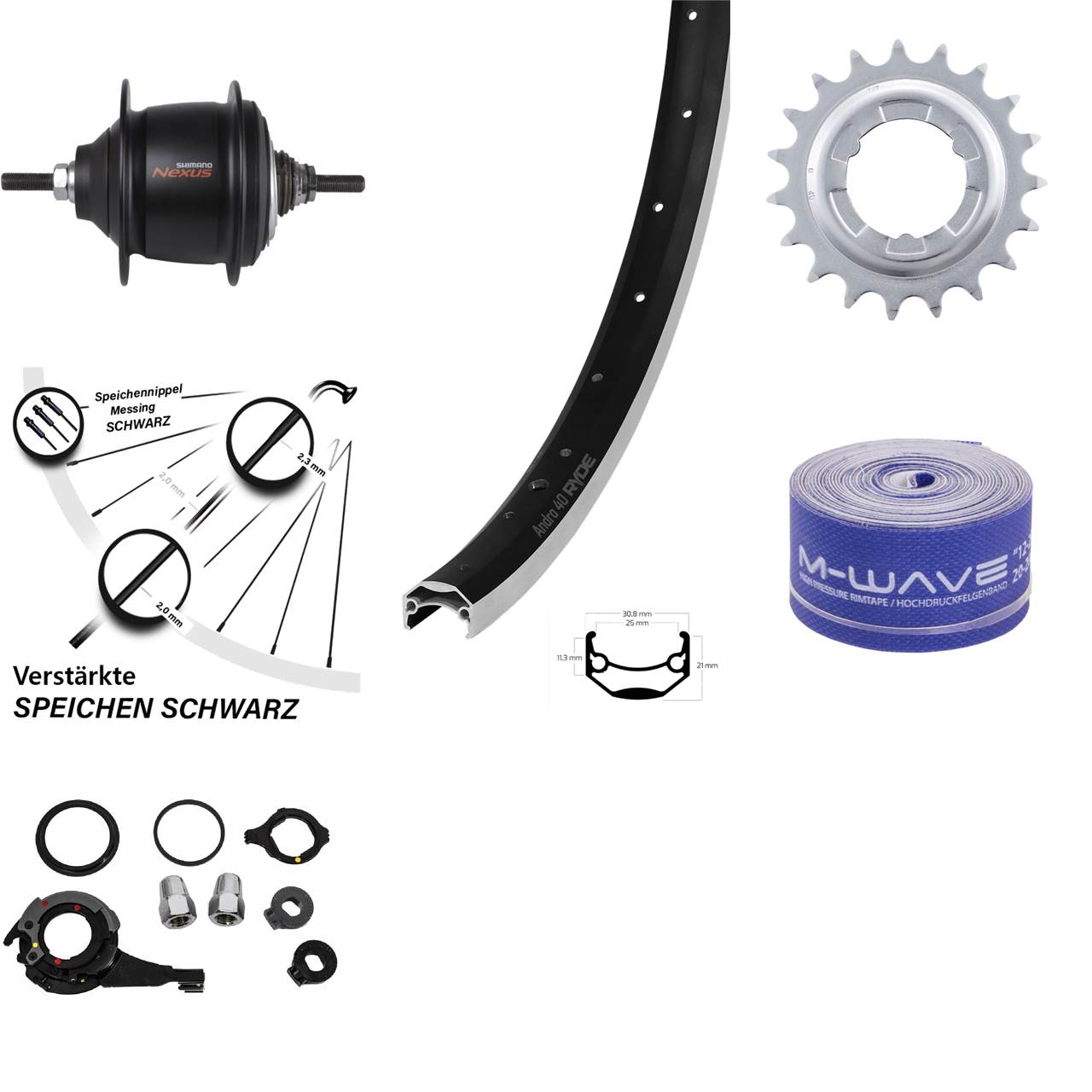 Hinterrad 24 Zoll Ryde Andra 40 Shimano Nexus 8 Gang Premium