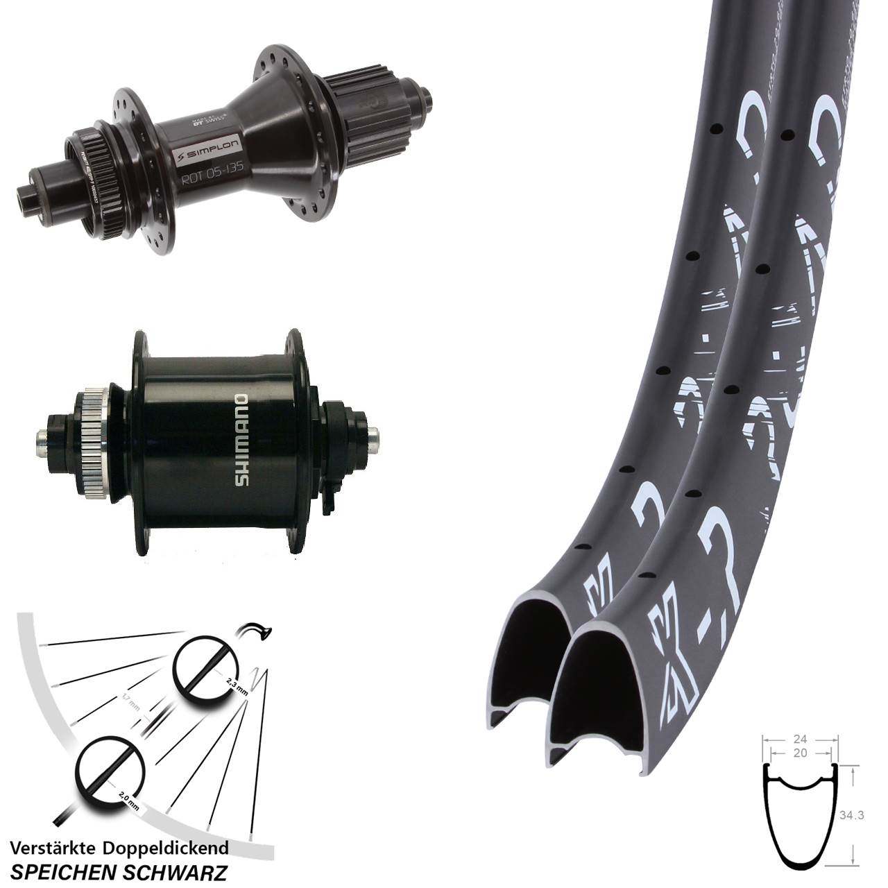 KX-R Road DT Swiss 370 Hybrid DH-UR700 Dynamo 28/29 Zoll Disc Laufradsatz QR Micro Spline