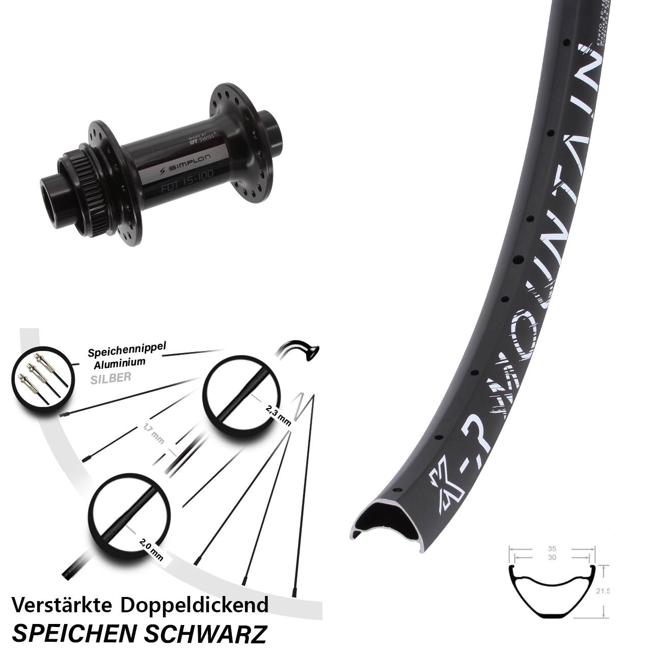 Vorderrad Centerlock 15x100 27,5 Zoll KX-R Mountain DT Swiss 370