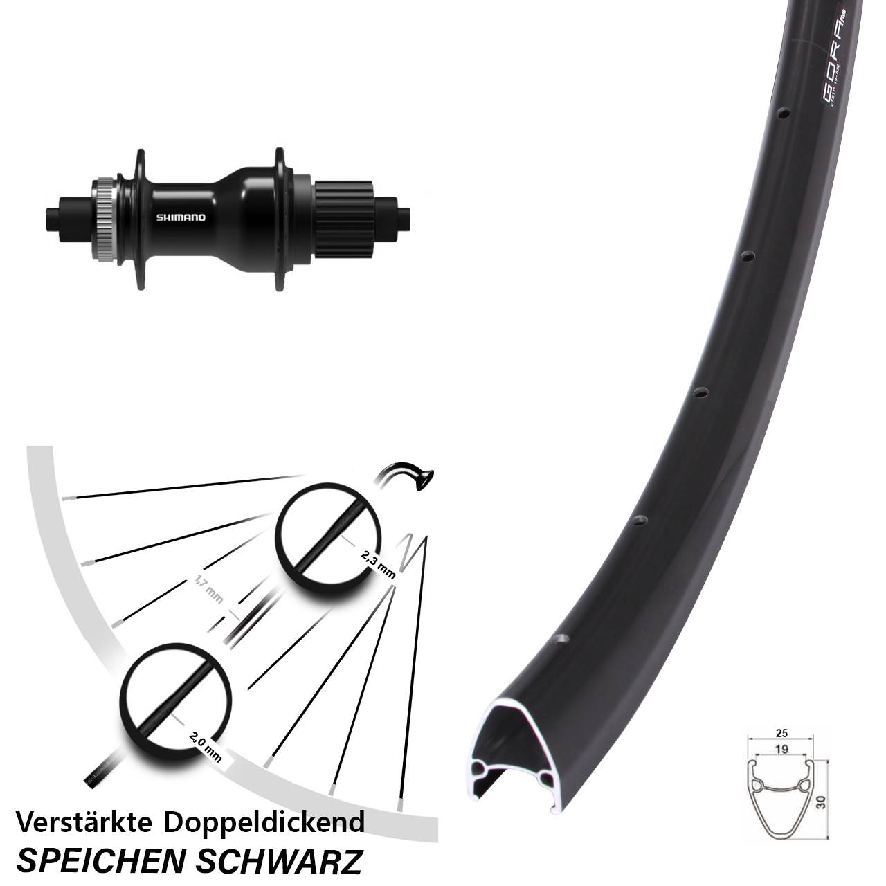Gora Plus Shimano FH-QC500-MS 28 Zoll Hinterrad QR Micro Spline