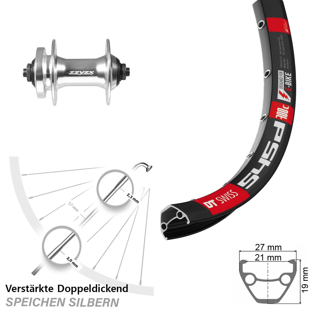 6-Loch Vorderrad QR 28 Zoll DT Swiss 545d Formula DC-21