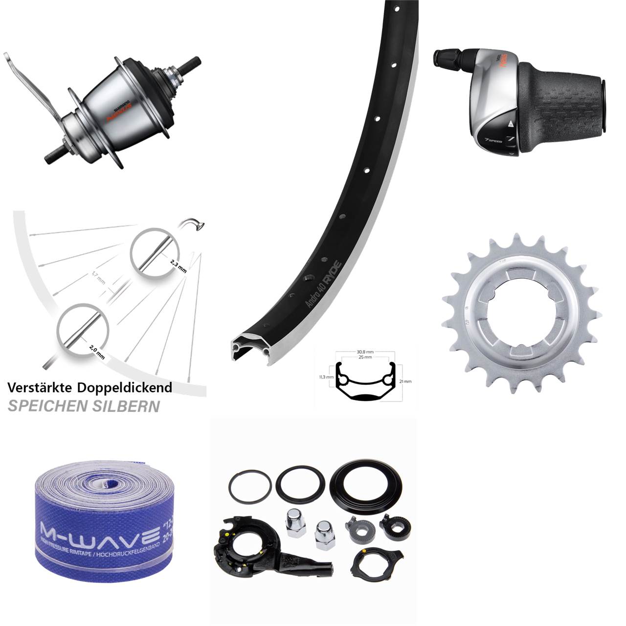 Hinterrad Ryde Andra 40 28 Zoll Shimano Nexus 7 Gang mit Rücktritt