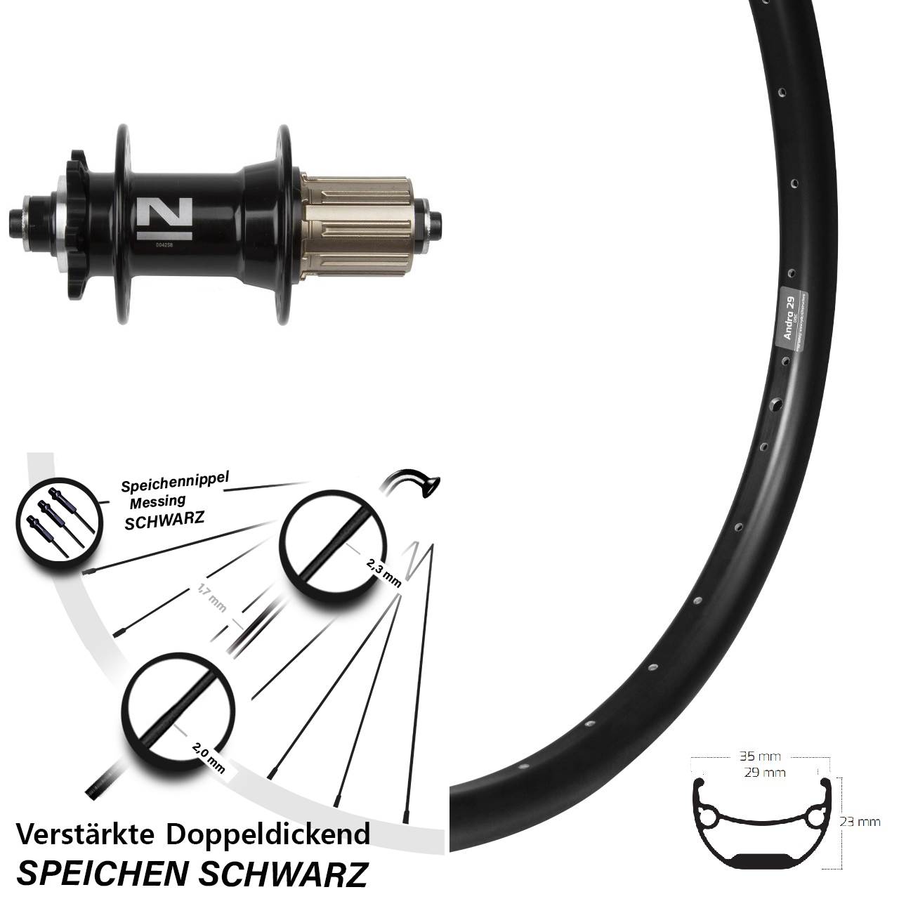 Hinterrad für Schnellspanner Disc Ryde Andra 29 Zoll Novatec D-042 SB 8-11 fach