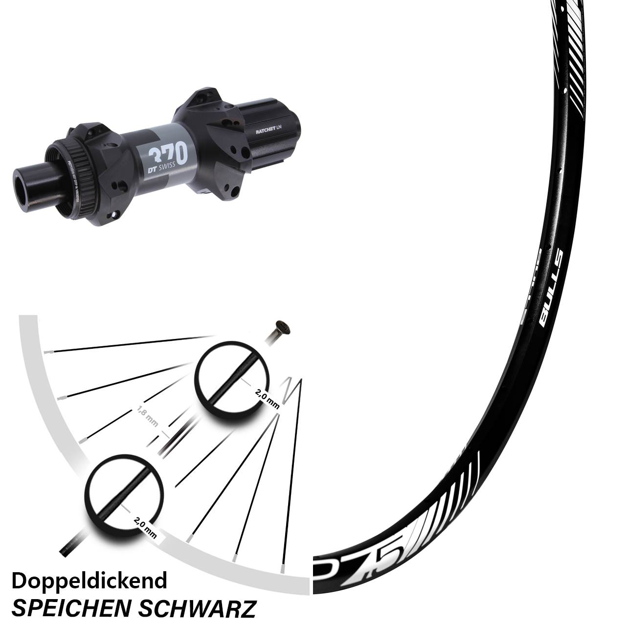 Disc Hinterrad 27,5 Zoll BULLS Sabre DT Swiss 370 8-11 fach 12x148