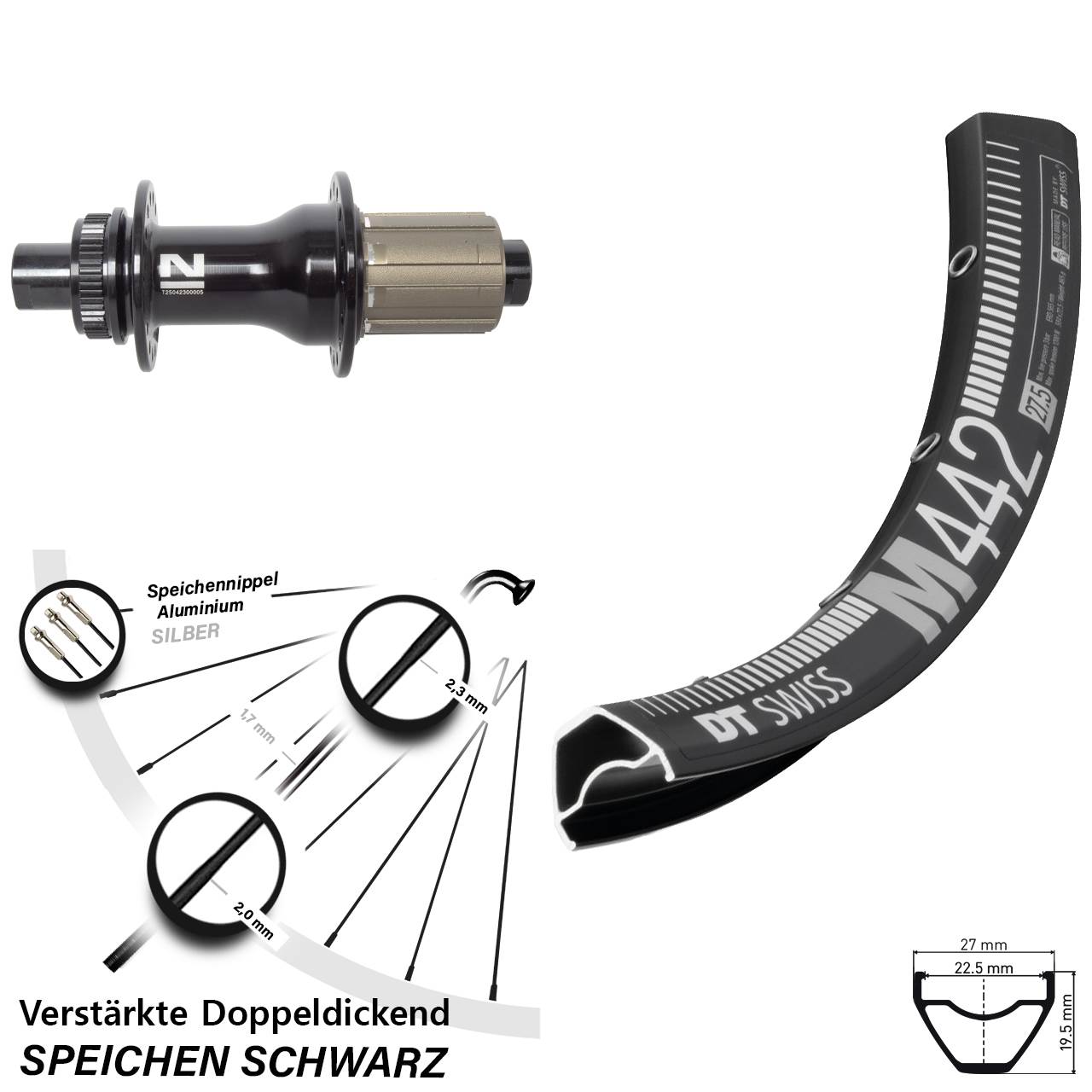 Disc Laufrad 29 Zoll DT Swiss M 442 Novatec D792SB 8-12 fach 12x142