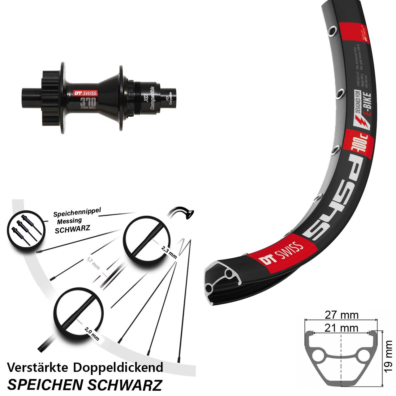 545d DT Swiss 370 26 Zoll Disc Hinterrad 12x142 XD