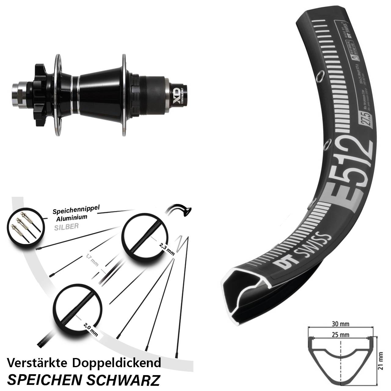 6-Loch Hinterrad 29 Zoll DT Swiss E512 Formula GDC SRAM XD 12x142