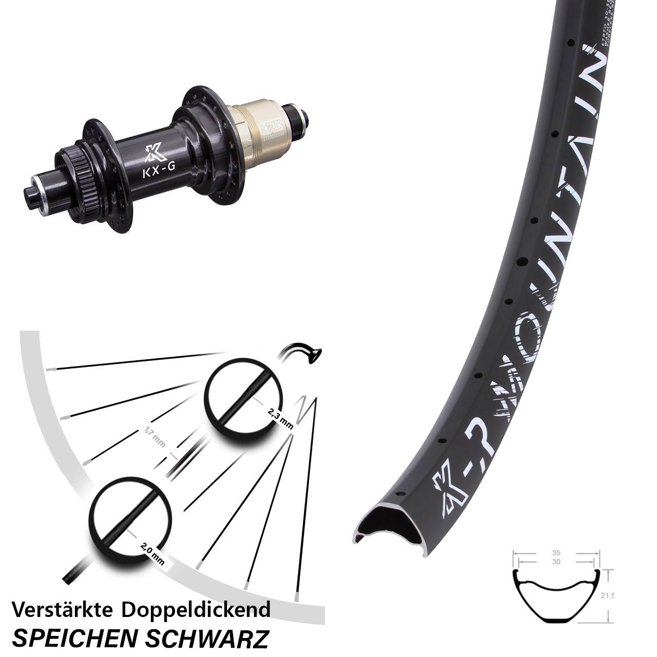 Centerlock Hinterrad QR 27,5 Zoll KX-GR Mountain XDR 11-12 fach