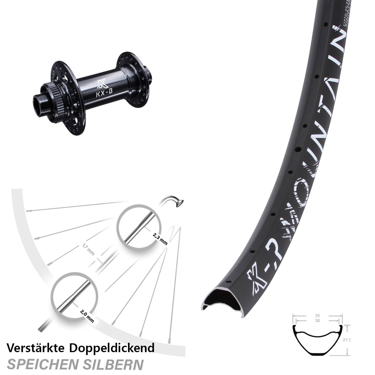29 Zoll KX-R Mountain Steckachse Road Disc Vorderrad 12x110 Boost