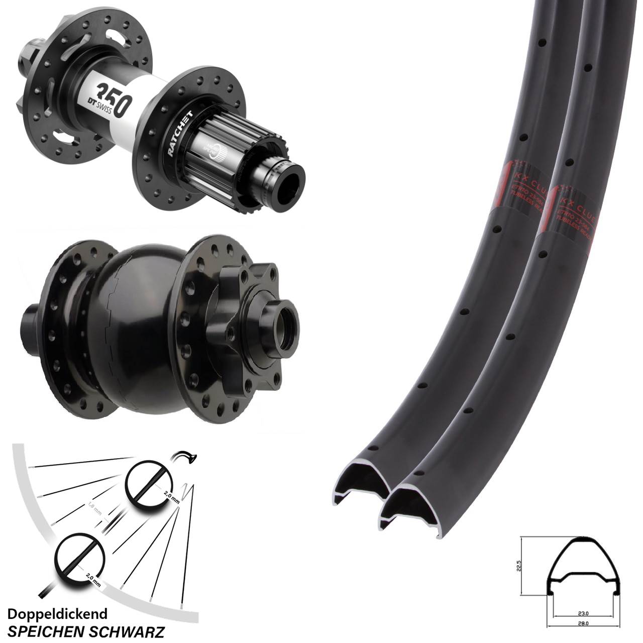 Laufradsatz 6-Loch 650B KX Clue DT Swiss 350 SON 28 Shimano Micro Spline 15x110 12x148