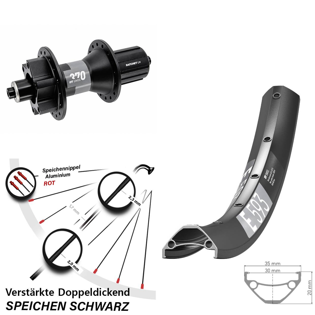 Disc Laufrad 29 Zoll DT Swiss E593 370 8-11 fach QR Boost