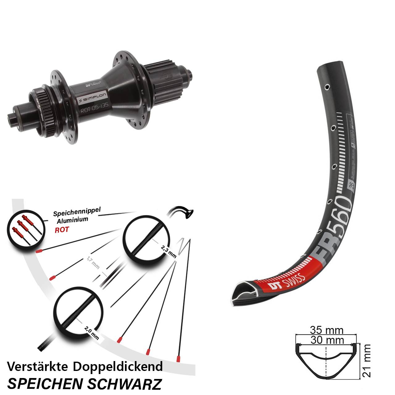 Disc Hinterrad 26 Zoll DT Swiss FR 560-370 Hybrid Micro Spline für Schnellspanner
