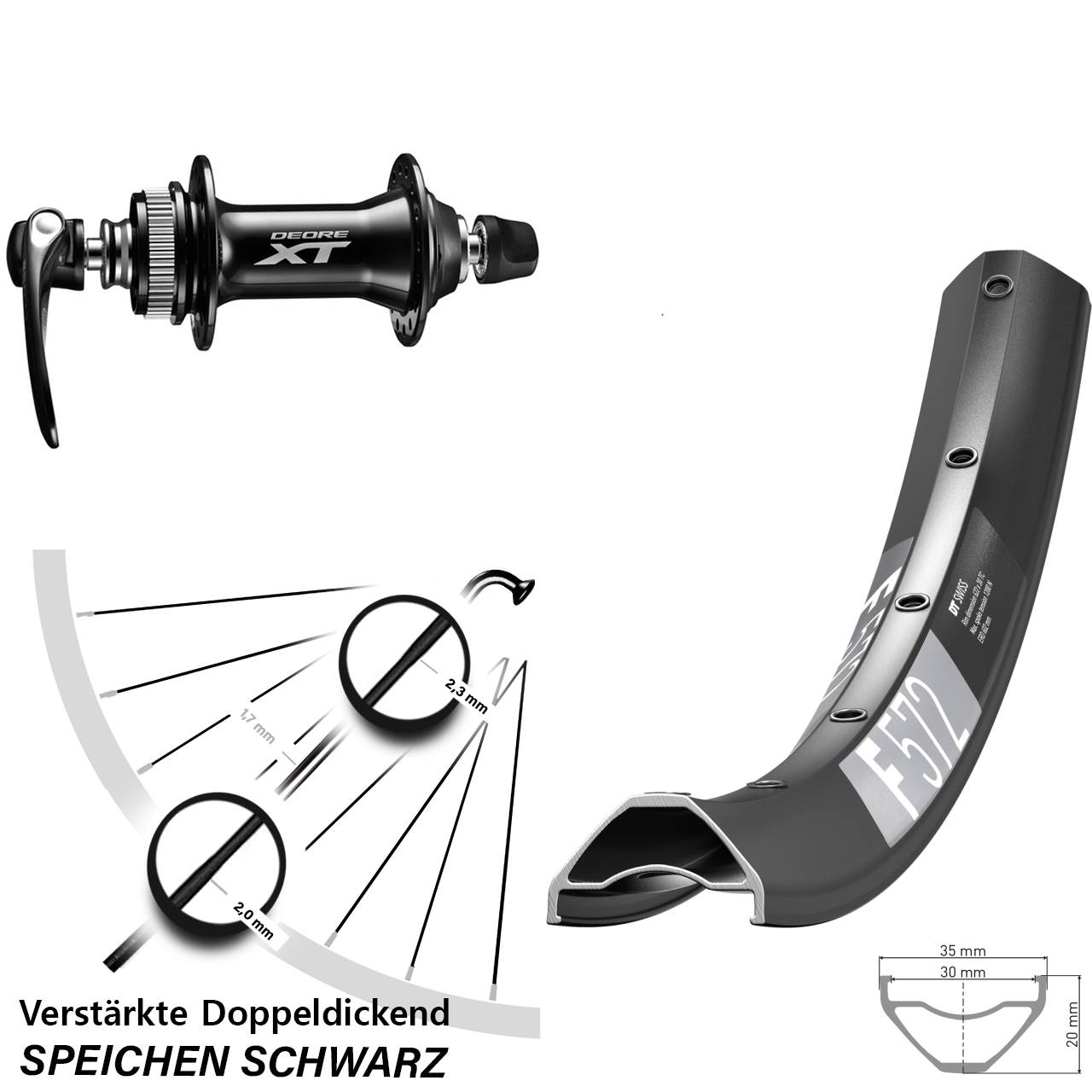 Disc Vorderrad 29 Zoll DT Swiss F572 Shimano XT QR