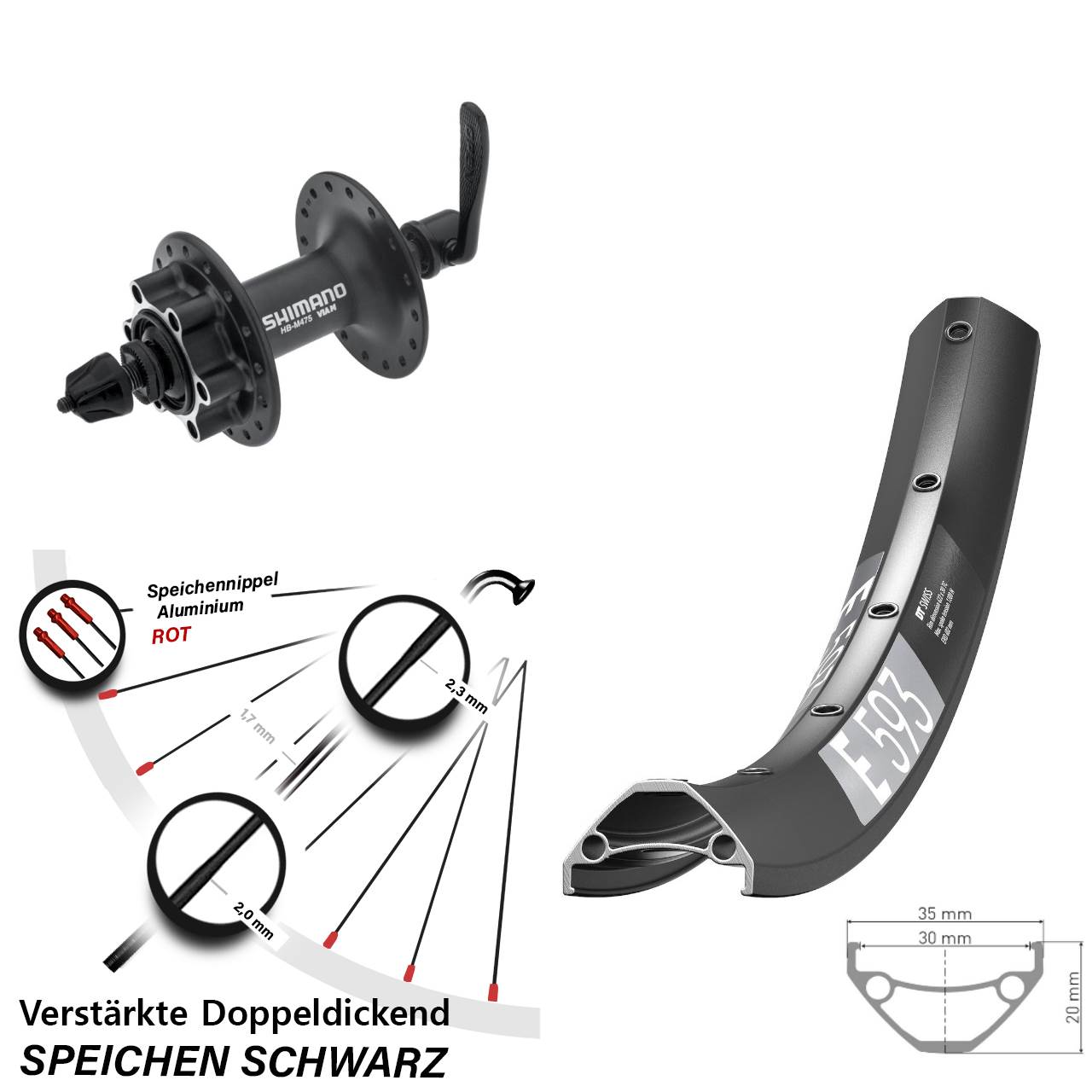 29 Zoll DT Swiss E593 Shimano Alivio Disc Laufrad QR