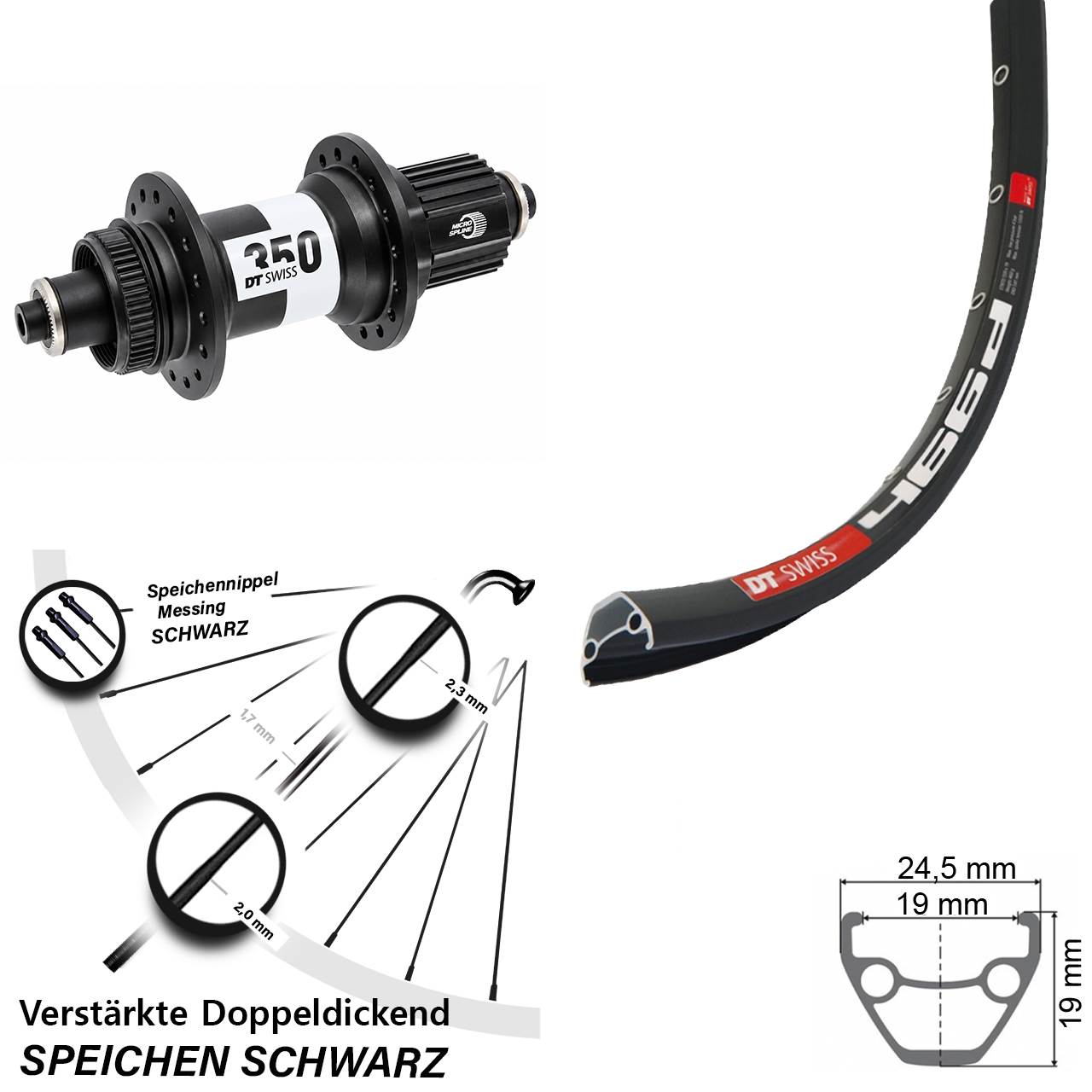 Centerlock Hinterrad 28-29 Zoll DT Swiss 466-350 Micro Spline QR