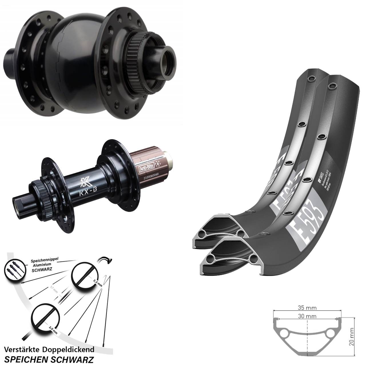 Centerlock Laufradsatz 15x110 12x148 29 Zoll DT Swiss E 593 KX-B SON 28 8-12 fach HG