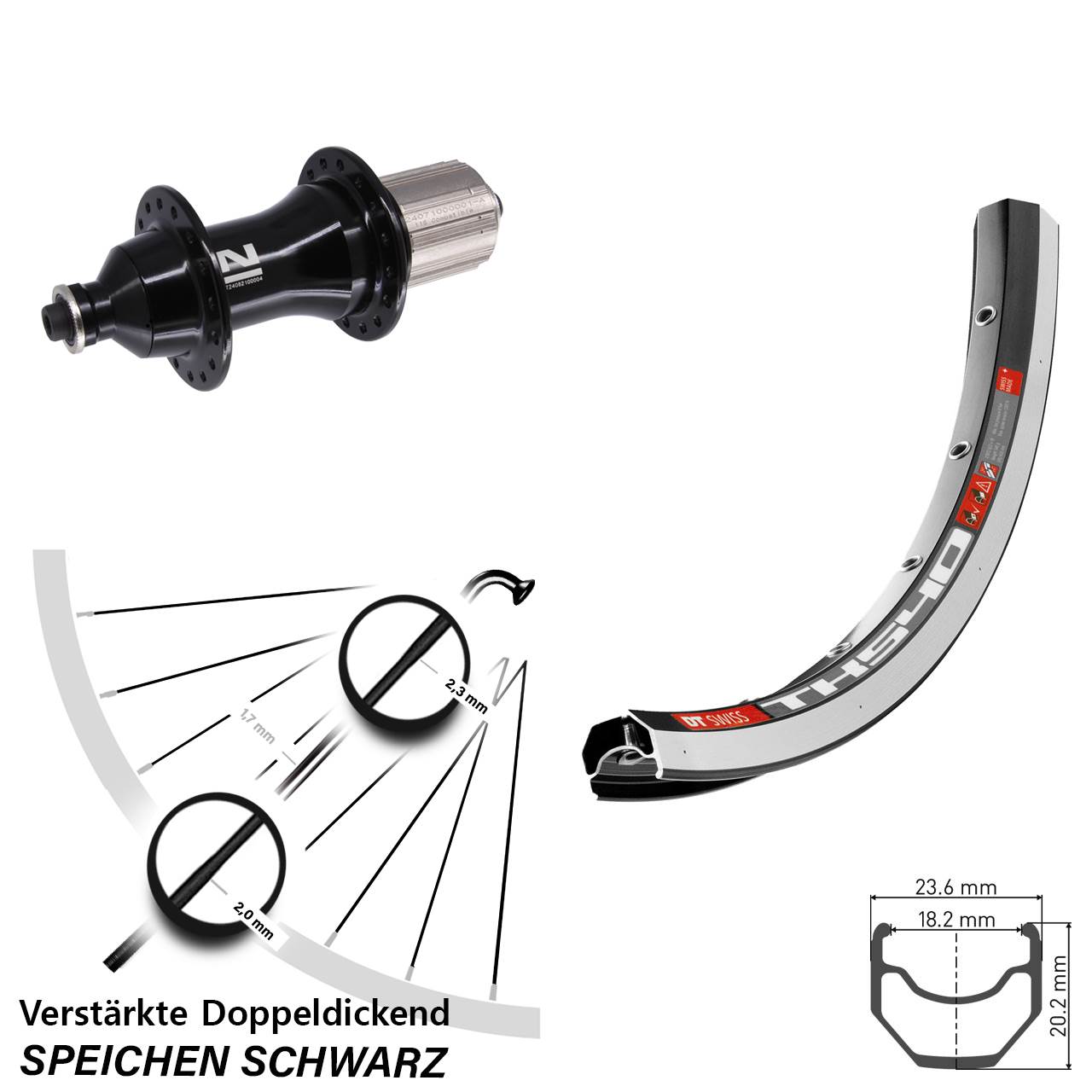 Hinterrad 28 Zoll DT Swiss TK 540 Novatec F162 Heavy Duty 8-12 fach QR