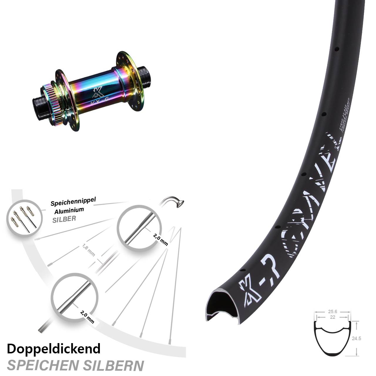 Oilslick 28-29 Zoll Vorderrad KX-GR Gravel 12x100 mm Steckachse Centerlock