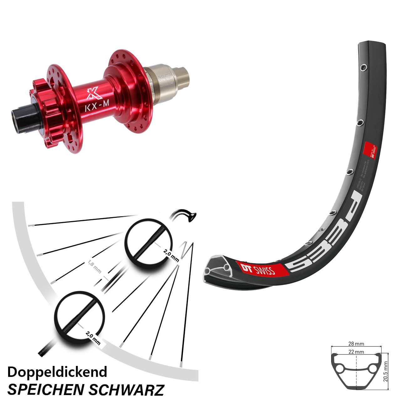 Hinterrad 27,5 Zoll DT Swiss 533D KX-M XD 12x142