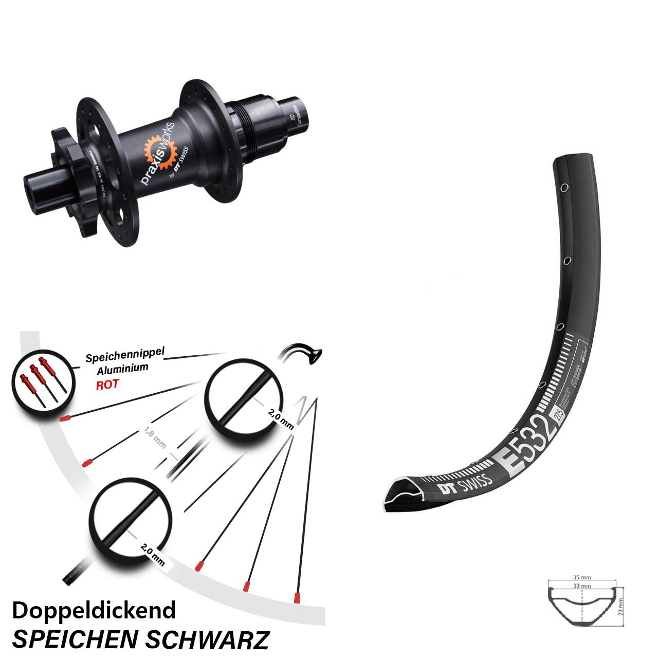Disc Laufrad 12x142 27,5 Zoll DT Swiss E 532-350 XD