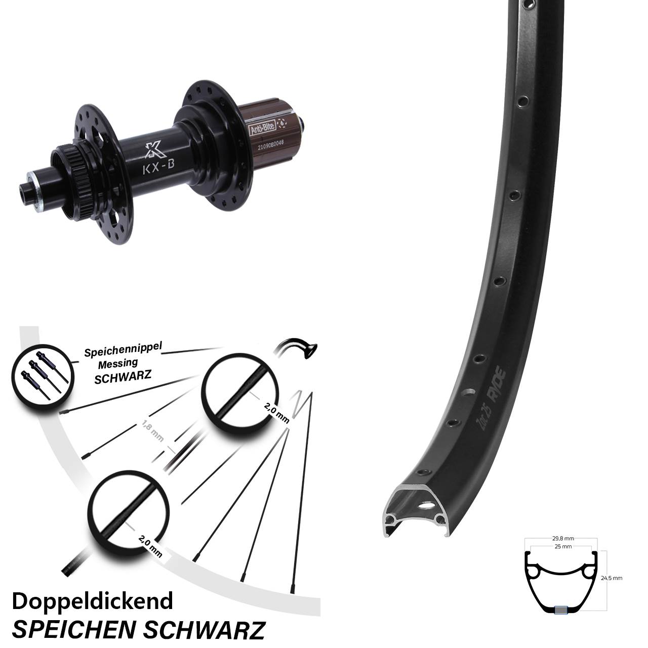 Boost Disc Hinterrad für Schnellspanner 29 Zoll Ryde ZAC 25 KX-B 8-12 fach HG