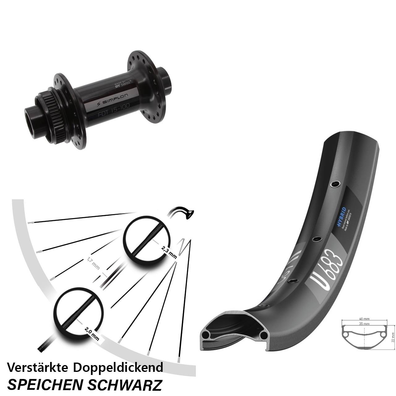 DT Swiss U 683-370 27,5 Zoll Vorderrad Centerlock 15x100