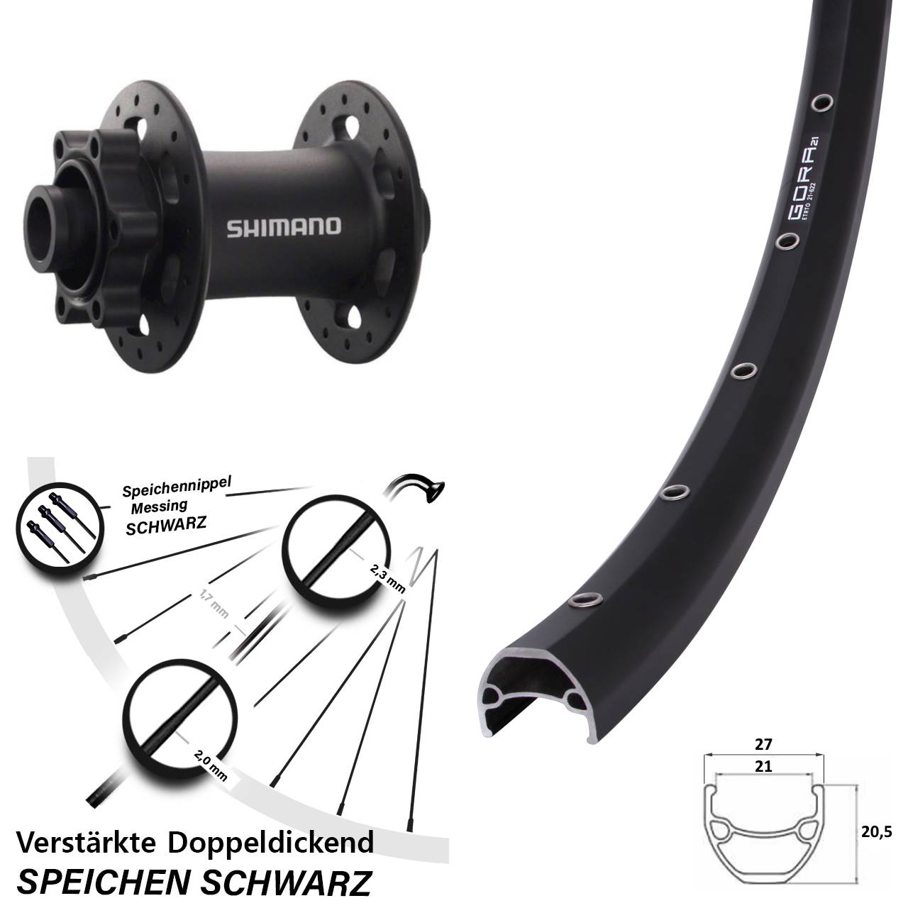 6-Loch Vorderrad 15x100 29 Zoll Gora 21 Shimano Deore XT