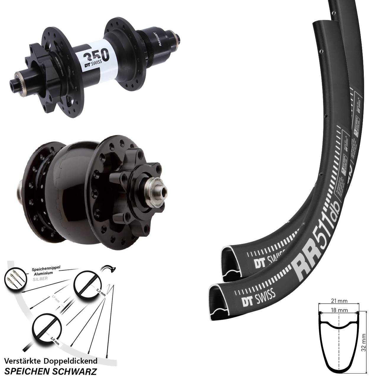6-Loch Laufradsatz QR 28 Zoll DT Swiss RR511 350 SON XD 11-12 fach