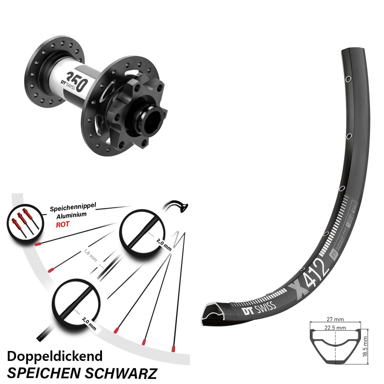 DT Swiss X 412 DT Swiss 350 28-29 Zoll Disc Laufrad 15x110 Boost