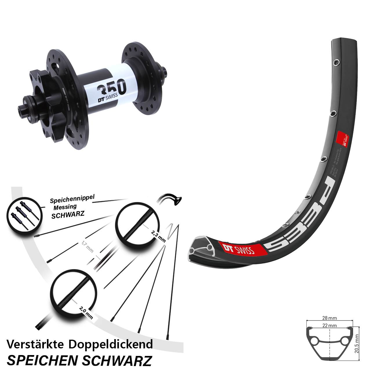 29 Zoll DT Swiss 533d-350 Disc Vorderrad QR