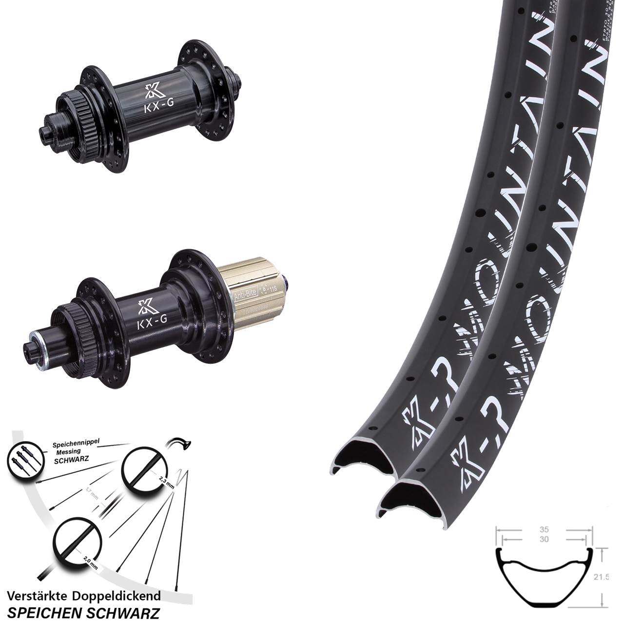 Disc Laufradsatz für Schnellspanner 27,5 Zoll KX-GR Mountain 8-12 fach