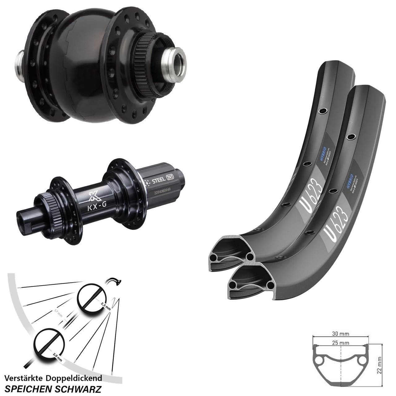 DT Swiss U 623 KX-GS verstärkt SON 28 28-29 Zoll Disc Laufrad-Satz 12x100/142 8-12 fach HG