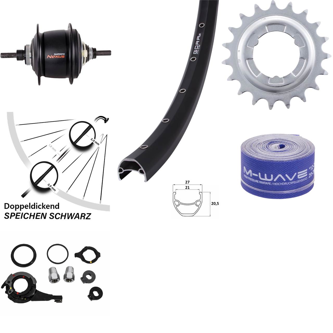 28 Zoll Gora 21 Shimano Nexus 8-Gang Centerlock Hinterrad