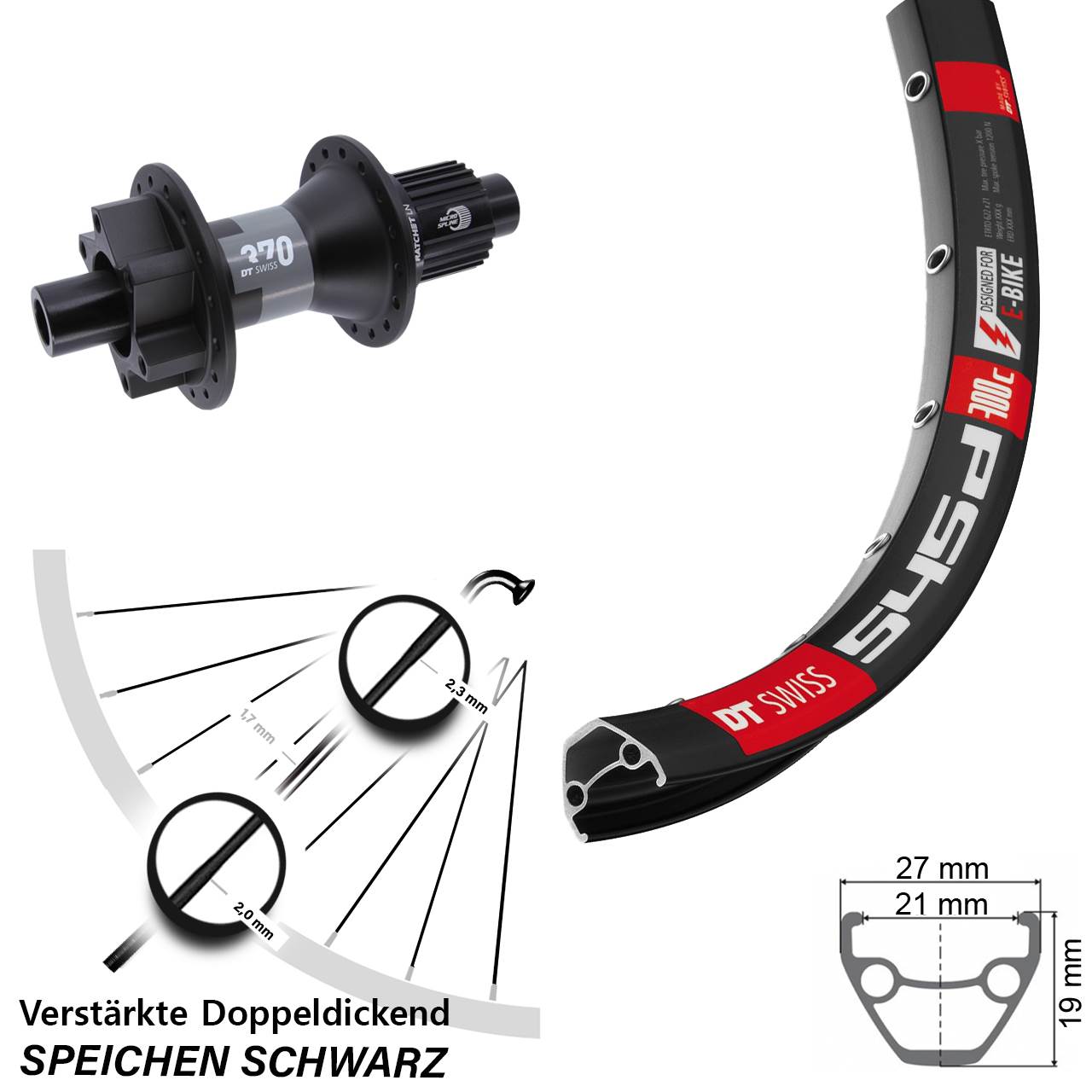 Disc Hinterrad 12x142 26 Zoll DT Swiss 545d-370 Micro Spline