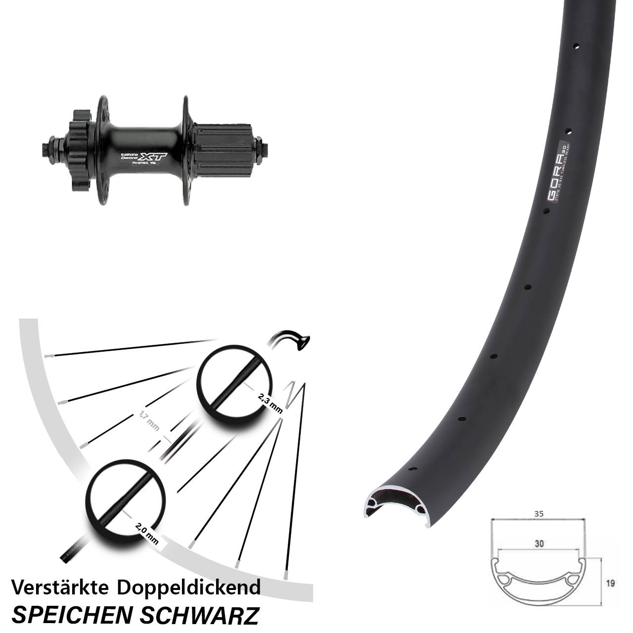 Disc Laufrad QR 29 Zoll Gora 30 Shimano Deore XT 8-11 fach