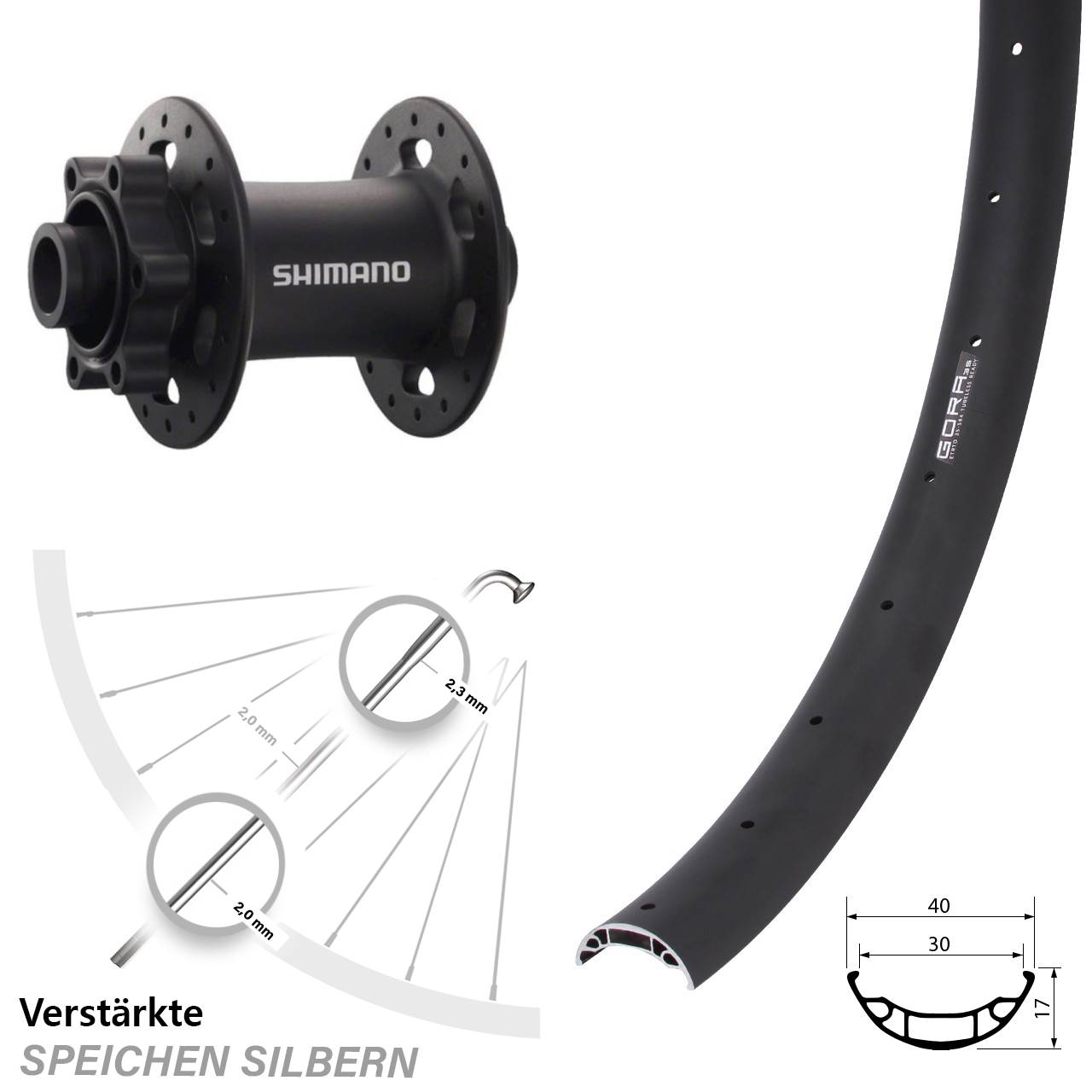27,5 Zoll Gora 35 Shimano Deore XT 6-Loch Vorderrad 15x100