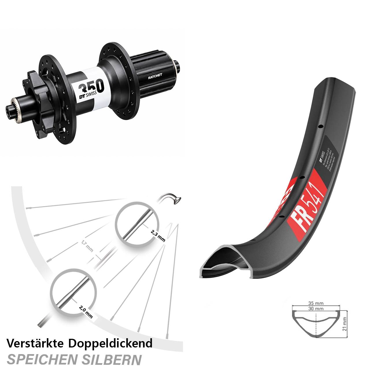 29 Zoll DT Swiss FR 541-350 Disc Vorderrad QR