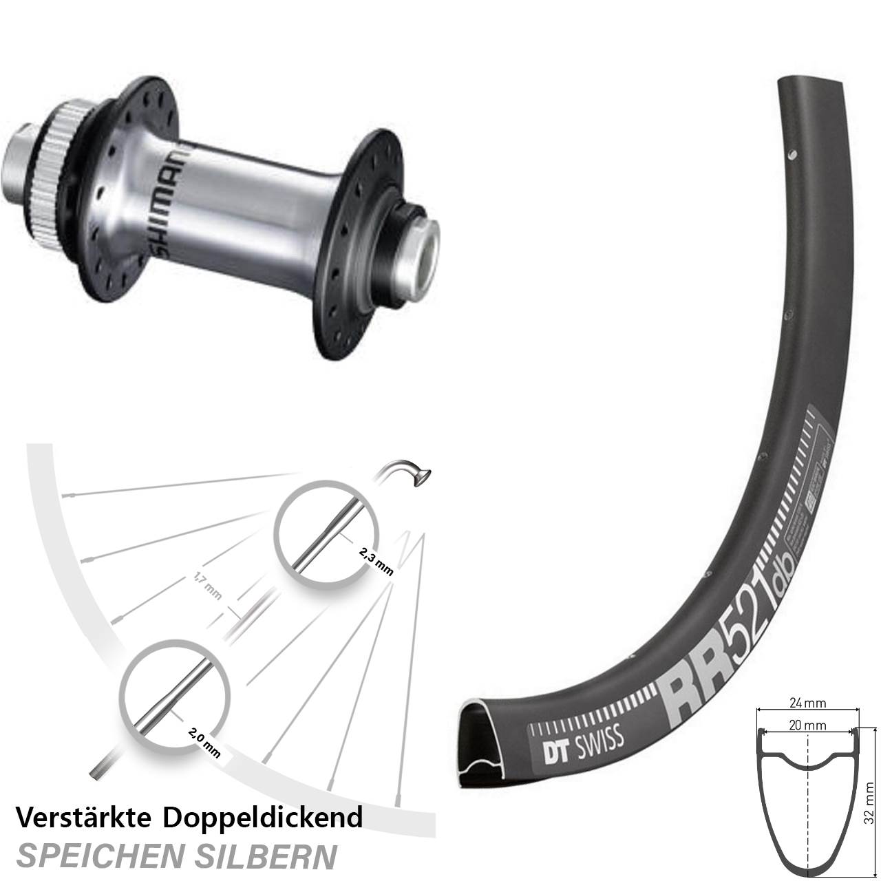 Disc Laufrad 28 Zoll DT Swiss RR521 Shimano HB-RS770 12x100