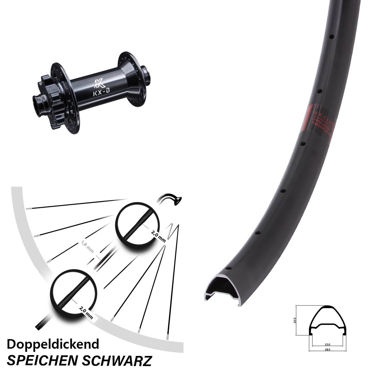 29 Zoll KX Clue KX-B Vorderrad 6-Loch 15x110 Boost