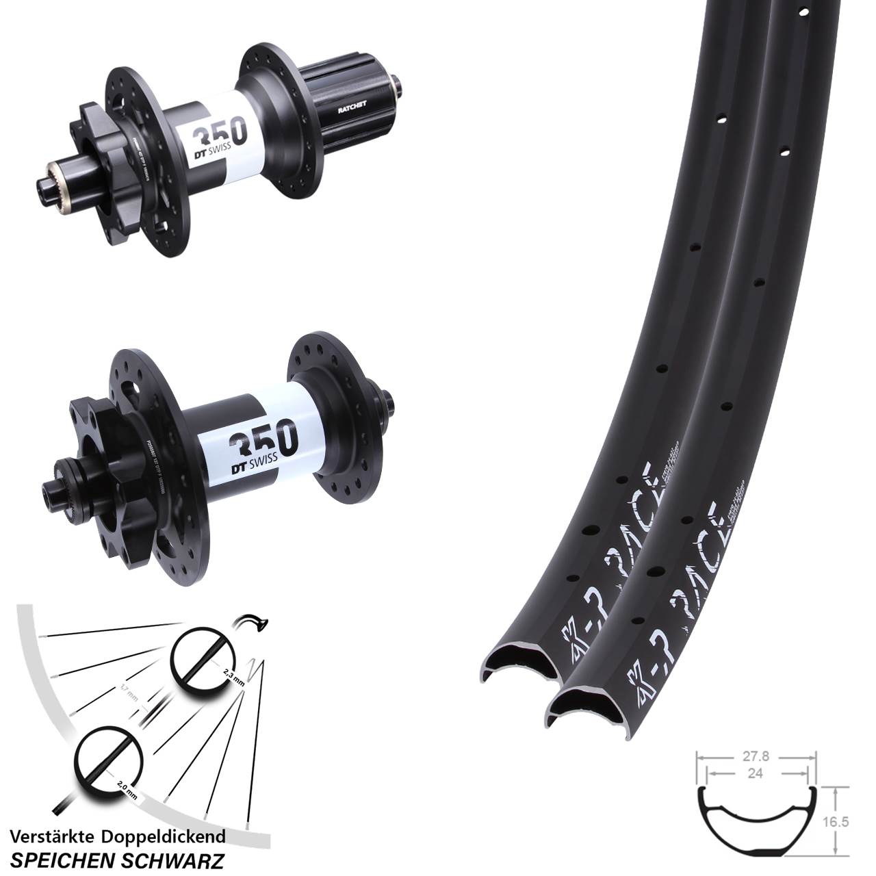 Disc Laufrad-Satz KX-R Race DT Swiss 350 Ratchet 36 8-11 fach QR
