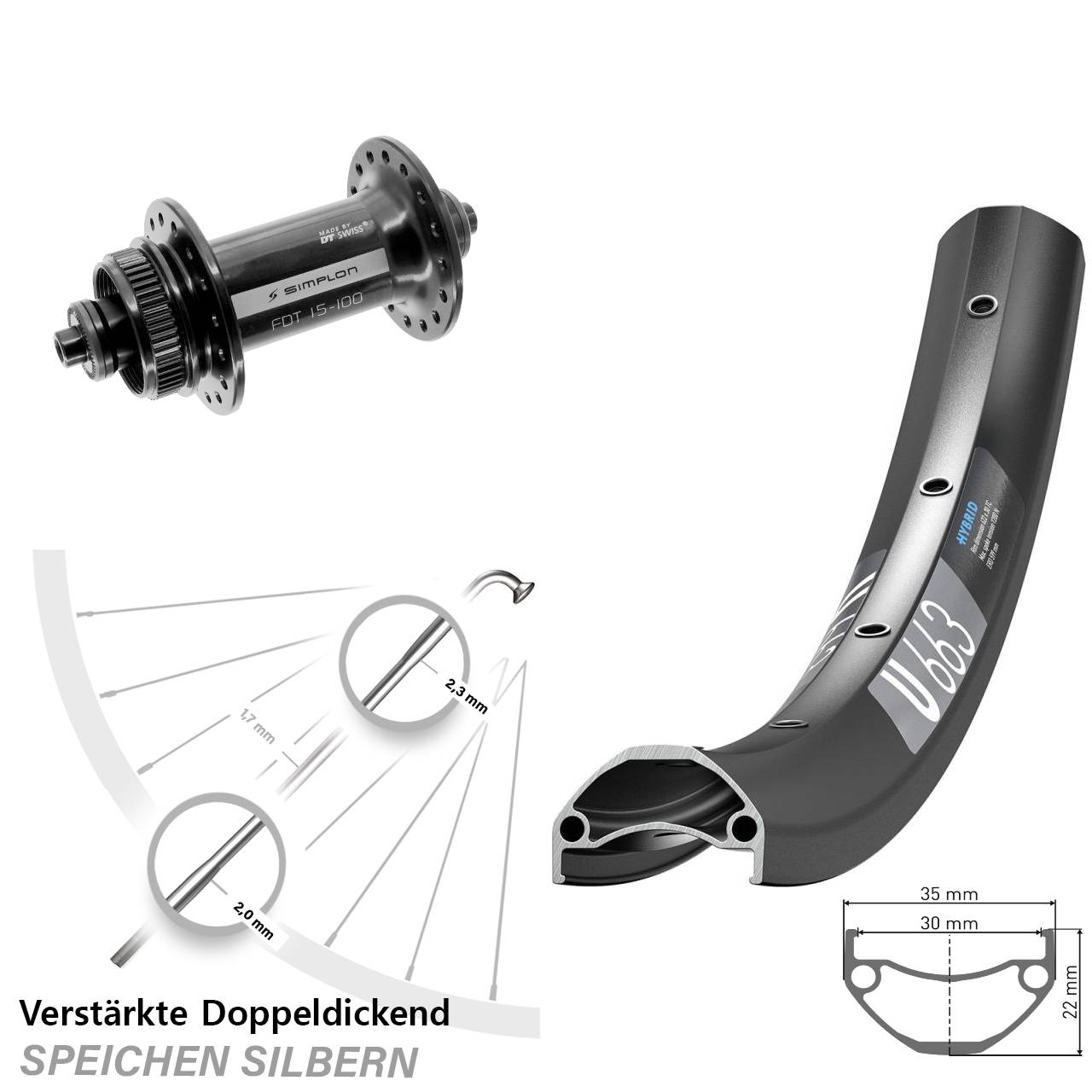 Disc Laufrad 29 Zoll DT Swiss U 663-370 für Schnellspanner