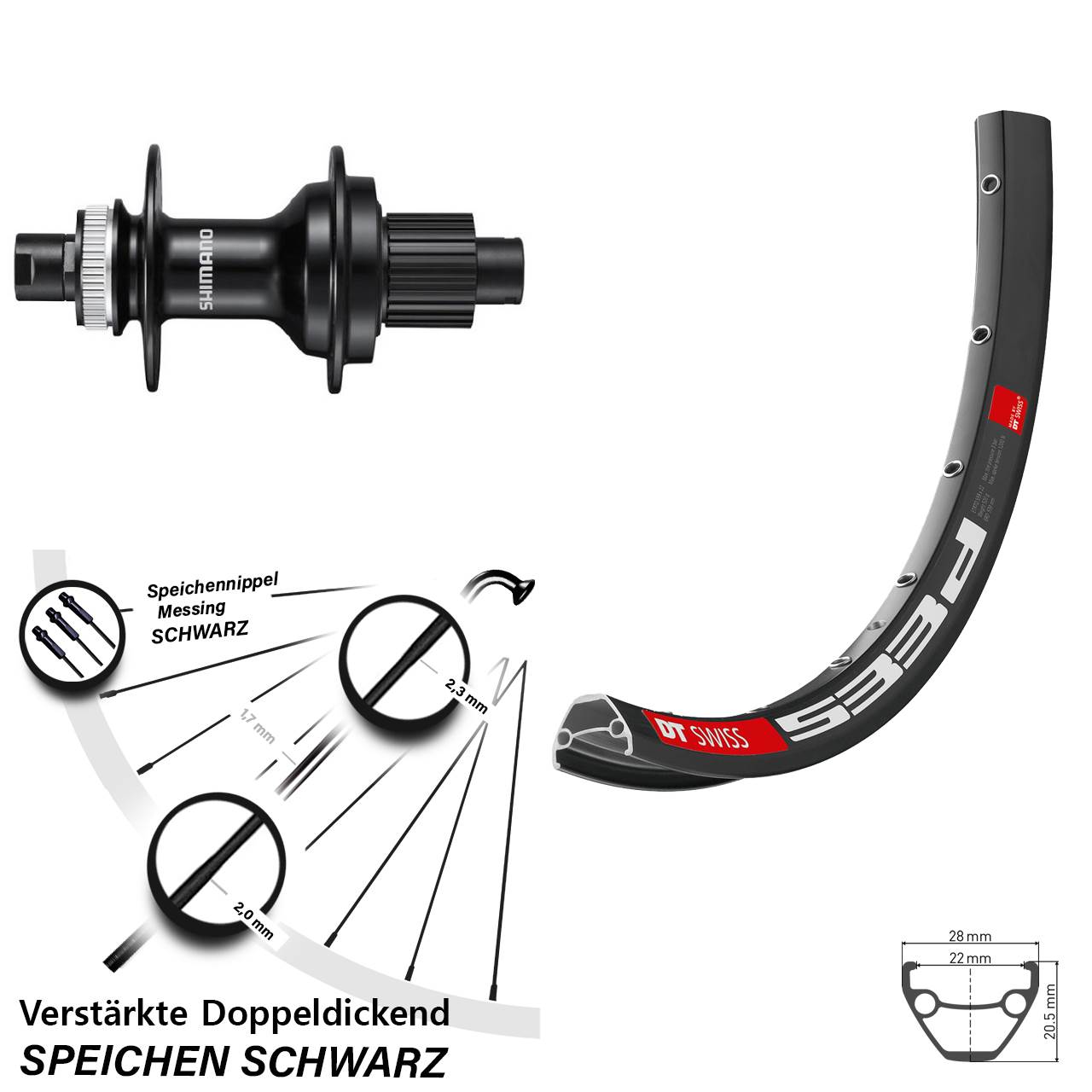 Centerlock Hinterrad 12x142 28-29 Zoll DT Swiss 533d Shimano FH-MT510 Micro Spline